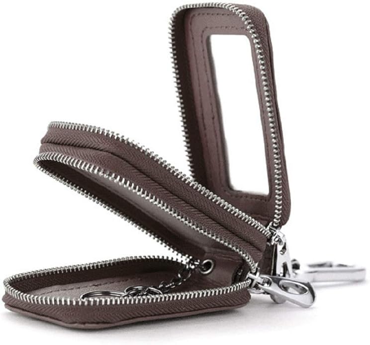 BAKUN Two-Sides Mini Leather Car Key Case, Key Holder Key Organizer Wallet
