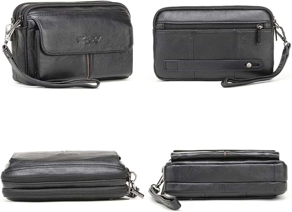 Leather Clutch Purse Wallet Men Wrist Bag