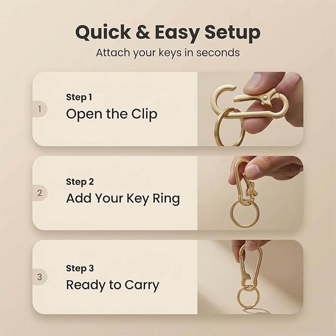 OXIHOUSE&CO- Metal Carabiner Keychain Set, Minimalist Key Ring Clip for Car Keys, Purse, Backpack, Durable for Women Men