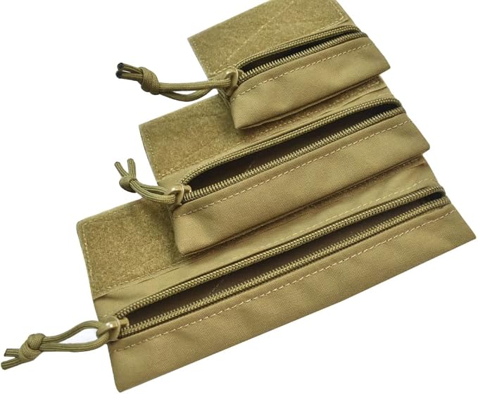 Utility Tactical Zipper Pouch with Hook Plate Small Carrying Kit Tool Pouch as Coin Purse Keychain, Case Wallet
