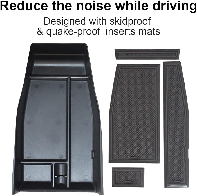 BestEvMod Lower Center Console Organizer Tray Storage Box Interior Accessories with Rubber Black Trim Compatible with Hyundai Ioniq 5 2022 2023 2024 Accessories NOT fit 2025