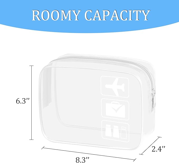 sogiv 3Pcs TSA Approved Toiletry Bag, Clear Travel Toiletry Bag, Clear Makeup Bag, Waterproof Travel Makeup Cosmetic Bag, Carry On Airport Airline Quart Size Travel Bag for Women Men (White)