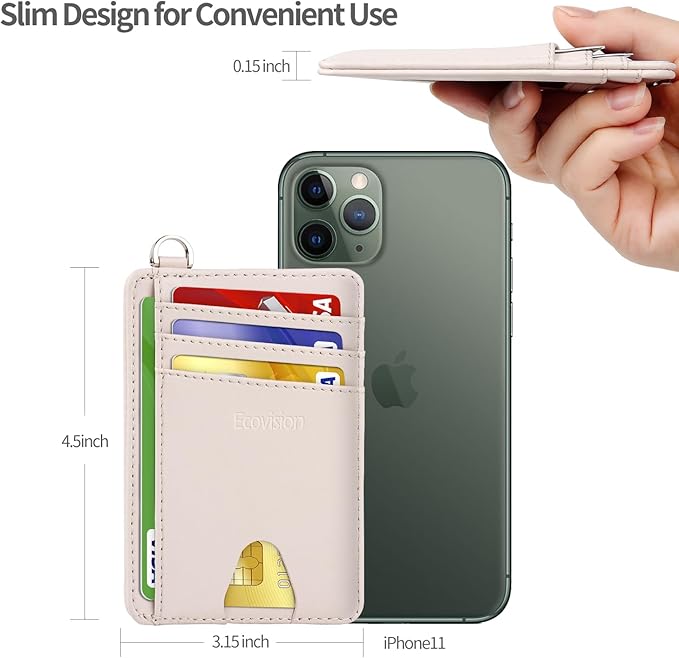 EcoVision Slim Minimalist Front Pocket Wallet, RFID Blocking Credit Card Holder Wallet with Detachable D-Shackle for Men Women