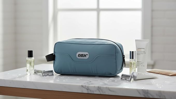 GOX Small Travel Toiletry Bag, Dopp Kit Case For Men, Multifunction Cosmetics Organizer Pouch (Haze Blue)