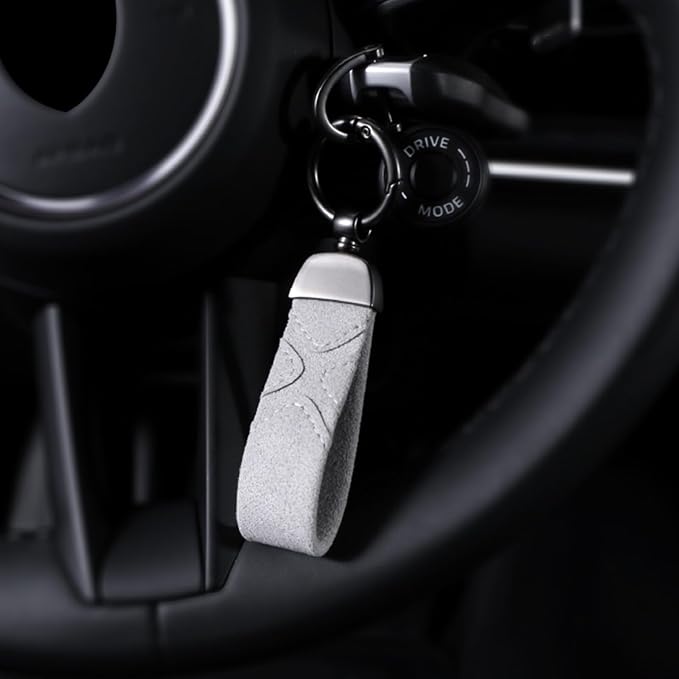 BETTERHUMZ Leather Suede Car Keychain,Key Chain Clip for Alcantara, Anti-Lost D-Ring for Men and Women Car Accessories
