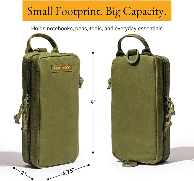 LOCHBY® Venture Pouch | Multipurpose Tactical Tool Bag | Water Resistant Waxed Canvas | Dual-Sided Zipper Pouch | for Motorcycle, Bike, EDC, Pen, Pencil, Art, Tech & Travel