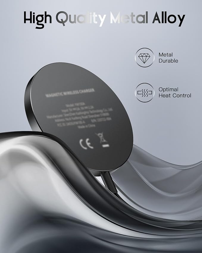 for Mag-Safe Charger, Magnetic Wireless Charger Made for iPhone 17/17 Pro/17 Pro Max/Air/16/15/14/13/12 Series, Mag Safe Charging Pad for AirPods Pro 3 2 (Black)