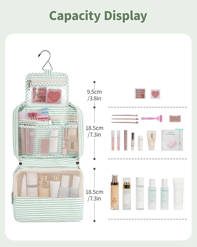 Narwey Small Hanging Travel Toiletry Bag for Women, Travel Bag for Toiletries, Makeup Bag Organizer Cosmetic Bags Make Up Bags for Girls