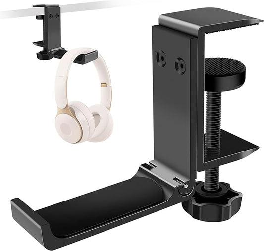 1PCS Headphone Stand Hanger Holder, Foldable Aluminum Desk Headphone, Universal Space Saving Headset Stand Multifunctional Under Desk Hanger for Home Office