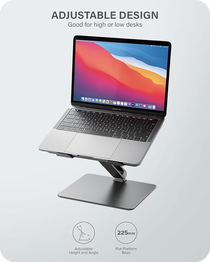 ALOGIC Elite Adjustable Laptop Stand, Ergonomic Riser Aluminium Design, Portable and Sturdy, Compatible with MacBook Pro, MacBook Air, Dell XPS, Chromebook and More.