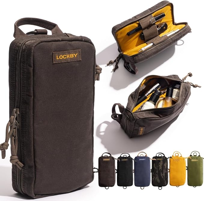 LOCHBY® Venture Pouch | Multipurpose Tactical Tool Bag | Water Resistant Waxed Canvas | Dual-Sided Zipper Pouch | for Motorcycle, Bike, EDC, Pen, Pencil, Art, Tech & Travel