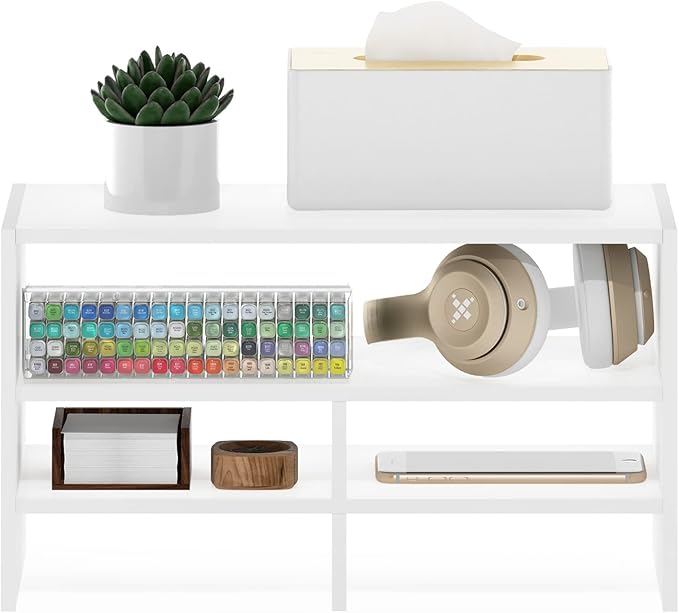 Furinno Hermite Desk Top Organizing Shelf Bookcase, White
