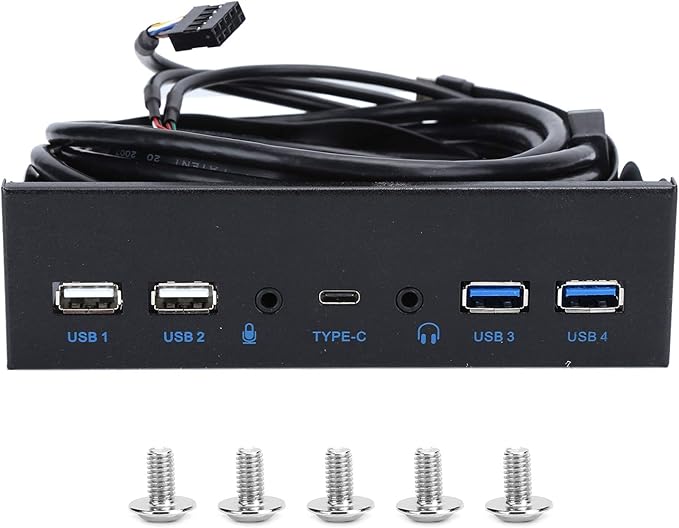 Extra USB Front Panel, USB Hub with 2-Port USB 3.0/2-Port USB 2.0/Audio Output Microphone Input USB C Port, Optical Drive 5.25-inch Panel Computer Expansion Board for Desktop