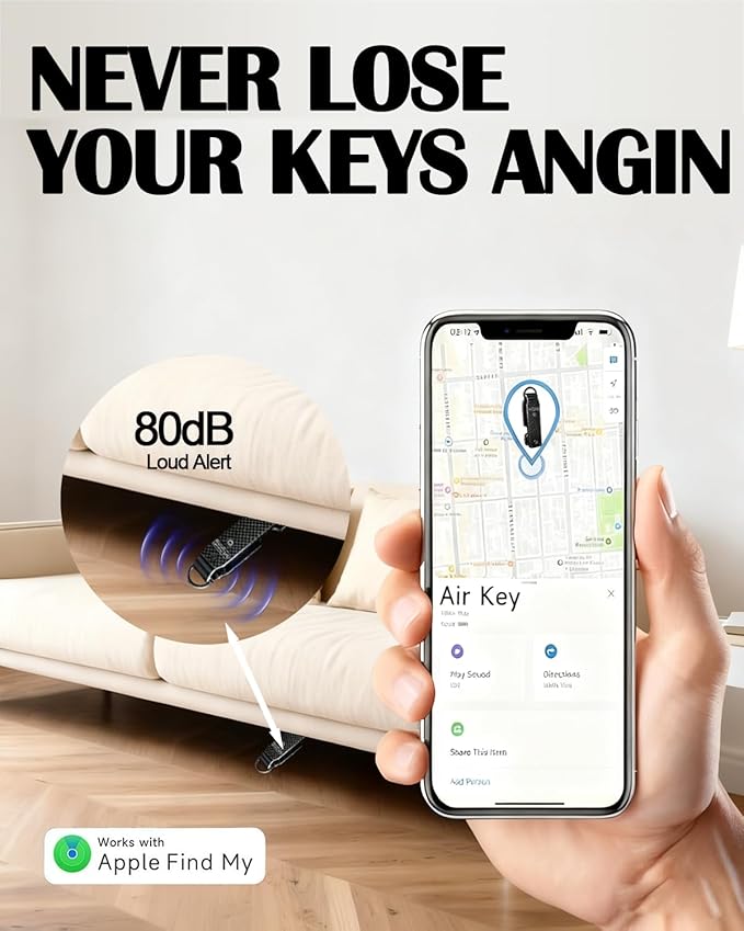 Air Keychain with GPS Tracker : Lightweight Compact Key Holder for Outdoor Use - Minimalist Metal Key Organizer