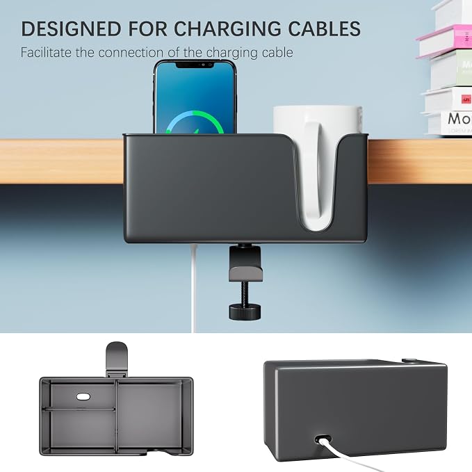 CUBE TECH 5 in 1 Desk Pencil Holder - Clamp on Under Desk Headphone Hanger - Rotating Headphone Holder Detachable Pen Holder Desktop Storage