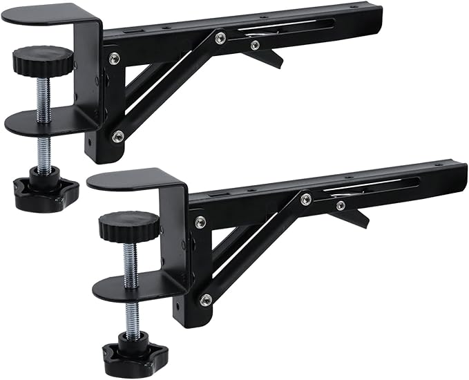 2PCS Black Desk Extender Foldable Keyboard Tray with Screws for Workstation Organizer Office and Home