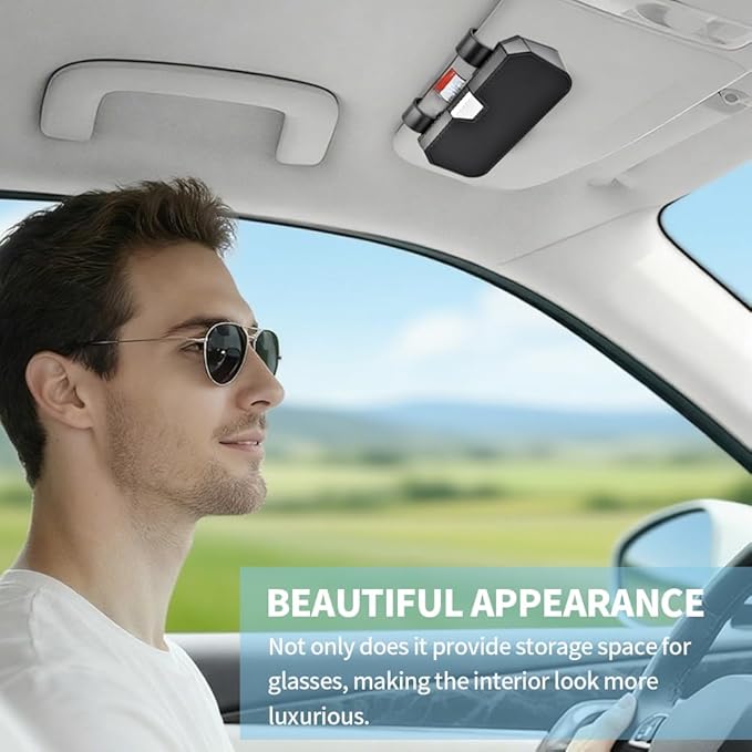 Sunglass Holder for Car Visor Clip, Sunglasses Case for Car Sun Visor Glasses Storage Box Car Sunglass Holder Car Visor Accessories Suitable for Truck and Sedan to Place Sunglass