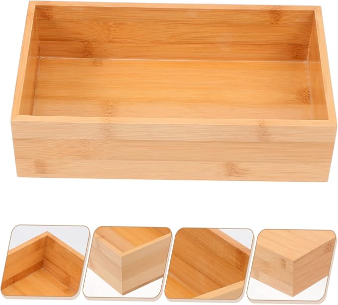 ERINGOGO Refined and Wood Desktop Storage Box for Home Organization Versatile Container for Desktop Decoration Space Saving Design Easy to Use Khaki Color