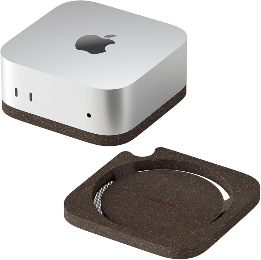 Hagibis Mac mini M4 Stand, Carbonized Cork Desktop Stand Dustproof Laptop Holder Environmentally Friendly Cooling Heat Disspation Mount for Mac mini M4 Pro 2024 (ZM10 Carbonized Cork)
