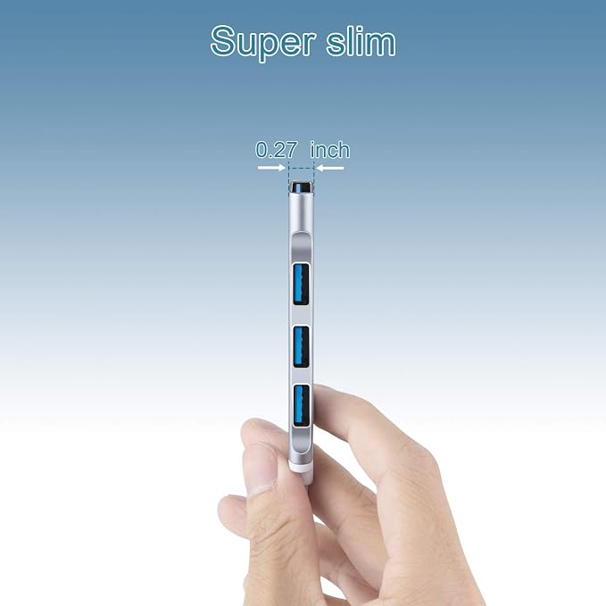 4-Port USB Hub Port Splitter: USB Port Expander - USB 3.0 Hub USB Dongle Multiport for Office Laptop PC Dell HP - Aluminum Alloy