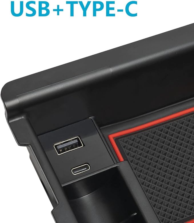 Center Console Organizer with USB Port for Toyota Tacoma Accessories 2023 2022 2021 2020 2019 2018 2017 2016,3rd Gen TRD Offroad Upgrades Mods Interior Para Organizador Coin Insert Tray Truck Box