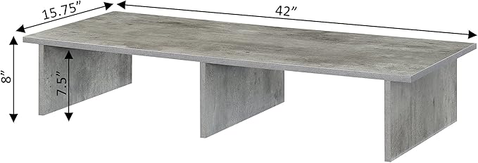 Convenience Concepts Designs2Go Wide TV Riser 42", for TVs up to 46" - Contemporary TV or Computer Riser for Living Room, Modern Office, Den, Faux Birch