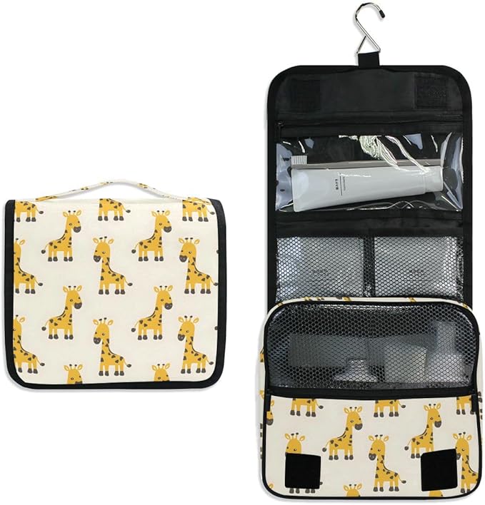 senya Hanging Travel Toiletry Bag Cute Kit Makeup Case Cosmetics Organizer for Men Women (Little Giraffe)