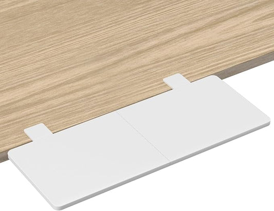 Suptek Clamp-on 9.5 x 23.6 inch Desk Extender, Wrist Support, Foldable Keyboard Tray Platform, Suitable for Office Desks, White, DSF3LW