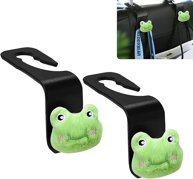 Frog Car Seat Headrest Hook 2 Pack Car Purse Hook Cars Seat Hooks for Headrest Universal for Handbag Bags Drink Grocery Coat Universal Vehicle,Cars Interior Accessories Frog Gifts for Women Men
