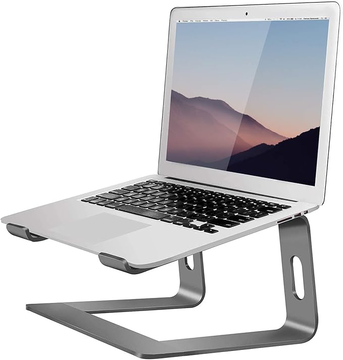 Orionstar Ergonomic Laptop Stand, Premium 5mm Aluminum Riser for 10-15.6 Inch Notebook Computer, Tool-Free Detachable Elevator Holder for Desk Office, Sturdy Riser for Eye-Level Neck Relief, Grey