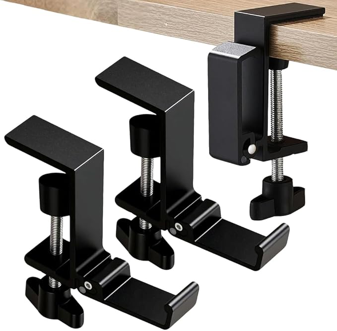 Foldable Headphone Stand Hanger Holder Under Desk Aluminum Alloy Headset Stand Fit for Gaming PC Accessories Universal Space Save Mount Clamp Hook Suitable for Xbox/PS4 Controller Office Computer Desk