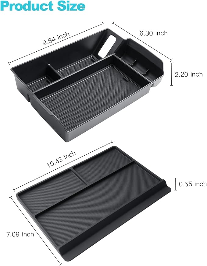 CDEFG 2PCS for 2021-2025 2026 Toyota Sienna Center Console Organizer for 2021-2026 Toyota Sienna Accessories Middle Console 2021-2026 Sienna Nonslip Mat Cellphone Barrier (Not for Fridge Box)