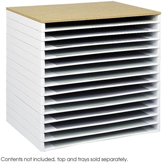 Pemberly Row Giant Stack Tray Set for 24" x 36" Documents, White Finish, HDPE Plastic, Steel Reinforced, Stackable Up to 5 ft, 300 lbs Capacity, Office Filing Storage System