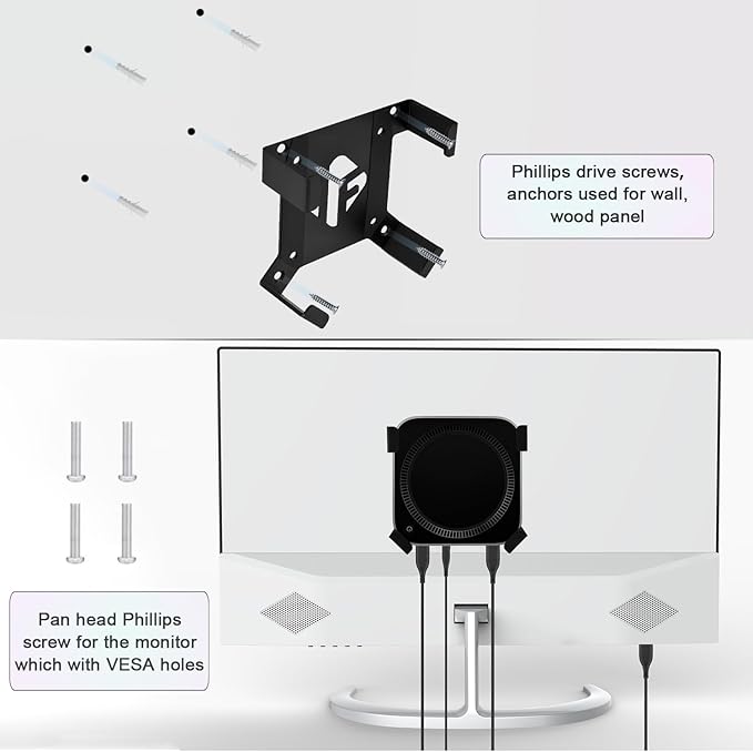 IFCASE Mac mini M4 Pro Mount, Behind Monitor, Under Desk, Wall Mount Stand for Mac mini M4/M4 Pro 2024 Compatible VESA Holder with Anti-Scratch Pad (Black, 2 Pack)