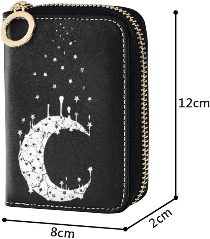 Moon RFID Credit Card Holder Wallets Accordion for Women Leather Zipper Card Case Accordion Wallet for Ladies Girls