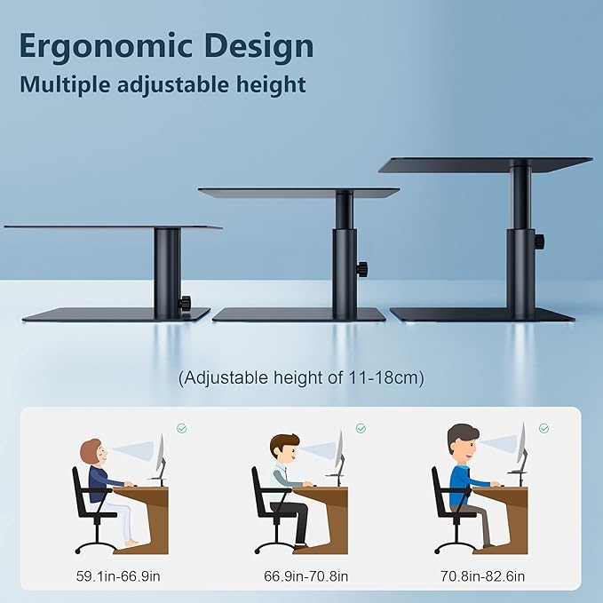 Nillkin Monitor Stand for Desk, Adjustable Height Computer Monitor Stand, Ergonomic Aluminum Computer Stand for Desktop Monitor, iMac, Studio Display XDR, Dell, HP, Lenovo, Other Screen Display, Black