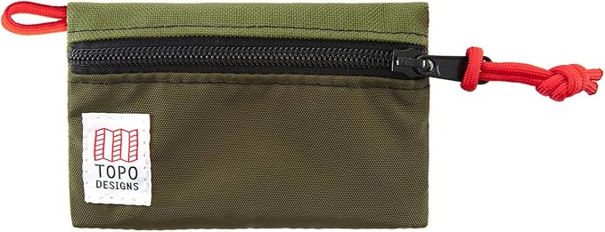 Topo Designs Accessory Bags, Travel Organizer Accessories for Smaller Items, Durable Storage Pouch, 3 Sizes, Fully Lined Pack Cloth (Micro, Olive/Olive)