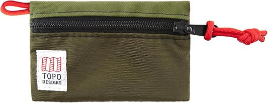 Topo Designs Accessory Bags, Travel Organizer Accessories for Smaller Items, Durable Storage Pouch, 3 Sizes, Fully Lined Pack Cloth (Micro, Olive/Olive)