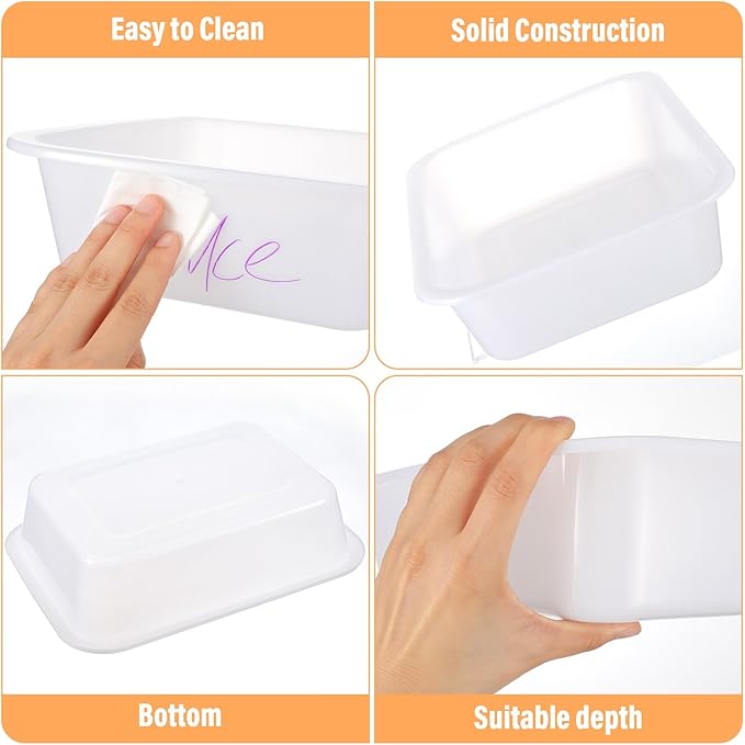 10 Pcs Flat Storage Organizer Trays, Plastic Letter Size Stackable Paper Tray File Book Organizer for Classroom Office, Arts and Crafts, 13.1x9.65x3.15 Inch, White