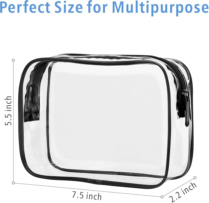 PACKISM TSA Approved Toiletry Bag 4 Medium - Quart Size Clear Makeup Bag for Carry On, Airport Security Compliant Clear Travel bag for Toiletries with Reinforced Seams, Black