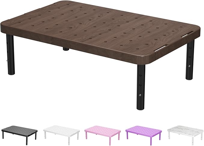 WALI Plastic Computer Monitor Stand for Desk, Adjustable Laptop Riser, Desk Monitor Stand Underneath Storage for Office, Home, School Supplies (PTT001-C), 1 Pack, Brown