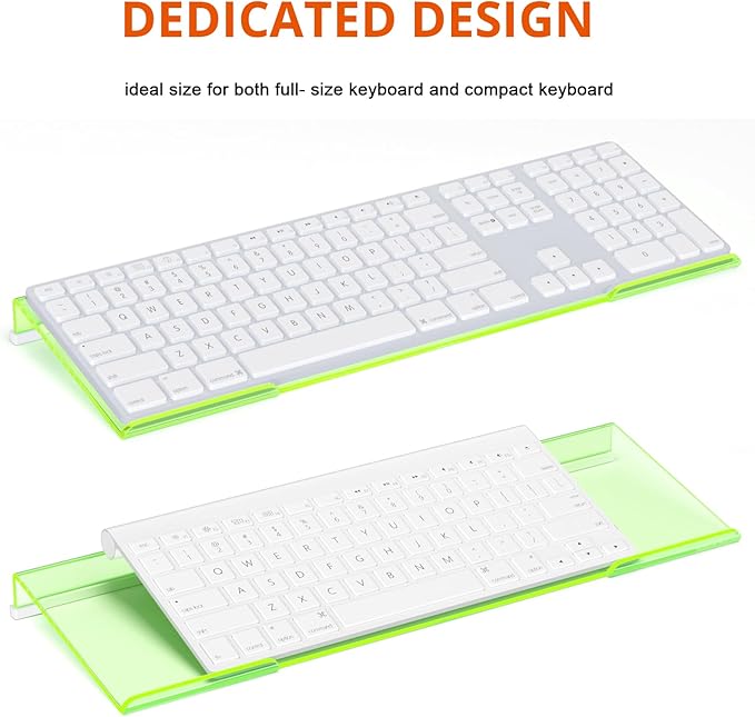 Richboom Epoptic Green Acrylic Tilted Computer Keyboard Holder for Easy Ergonomic Typing, Keyboard Stand for Office, Home, School, Fluorescent Green
