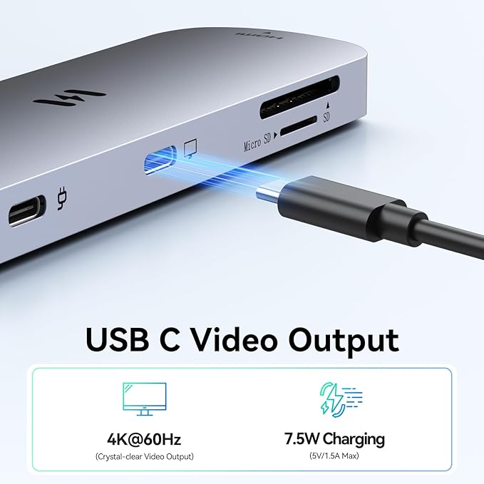 USB-C Hub HDMI Adapter for MacBook Pro/Air, 8-in-1 USB-C Video Hub with HDMI 4K@60Hz, SD/TF, USB-C Data Port, 100W PD, USB 3.0, USB-C Dongle Compatible with Dell XPS/Lenovo Thinkpad/HP/Surface/Yoga