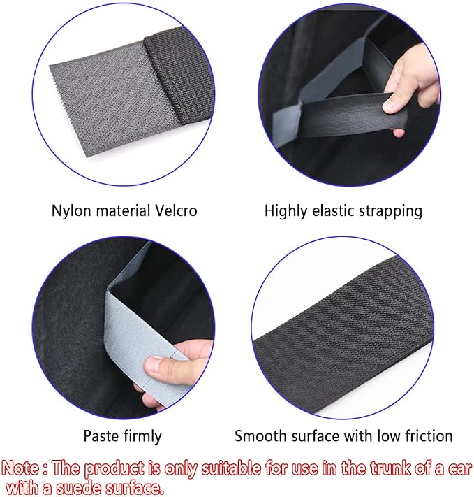 Elastic Car Trunk Organizer Straps with Hook and Loop Tape+2 "Pocket,20"/27.5"/31.5''Car Organizers,Organize the Cluttered Trunk Keeps Items from Rolling Around（31.5inch Long）