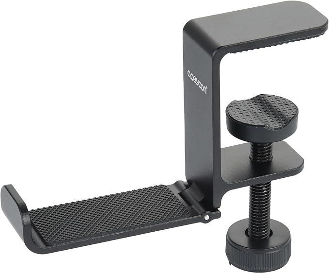 aceyoon Foldable Headphone Stand for Desk, Aluminum Headset Stand Clamp Hook Under Desk Space Save Mount, Headset Holder for Gaming Headphone (Single Foldable Stand)
