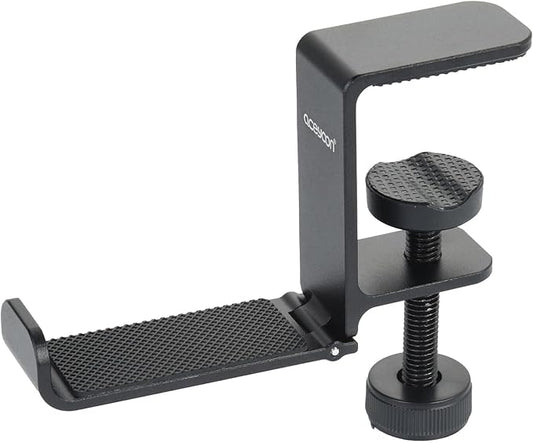 aceyoon Foldable Headphone Stand for Desk, Aluminum Headset Stand Clamp Hook Under Desk Space Save Mount, Headset Holder for Gaming Headphone (Single Foldable Stand)