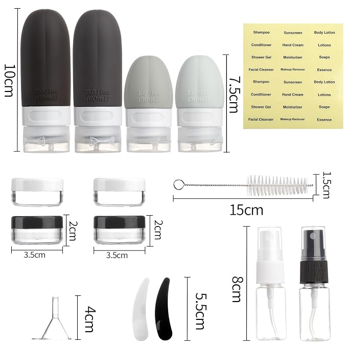 Gemice 16 Pack Travel Bottles for Toiletries, Small TSA Approved Leakproof Travel Containers for Toiletries, Silicone Refillable Travel Essentials Accessories with Travel Bag for Shampoo Conditioner