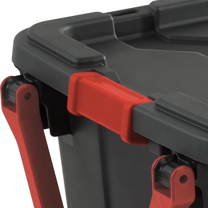 160 Quart Wheeled Stacker Tote, Extra Large Durable Clear Bin, Latch Lid and Pull Handle, 2 Count (Black)