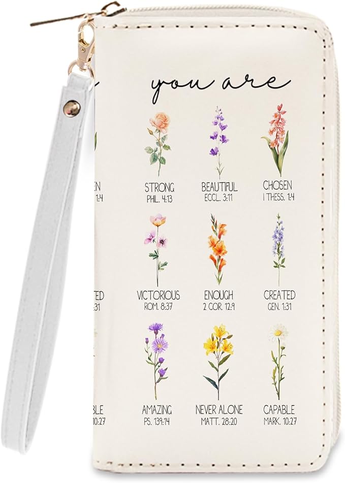 Christian Gifts Womens Wallet - Small Slim PU Leather Wallet for Women with Zipper Coin Purse, Credit Card Holder Wallets, Wristlet Wallets for Female Ladies Girls (Inspire Religion Gift)
