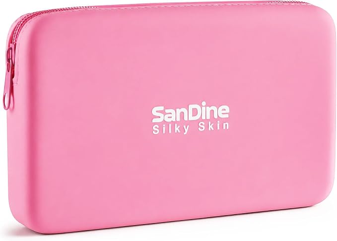 Silicone Makeup Bag for Women – Waterproof Silicone Cosmetic Pouch & Makeup Brush Holder – Easy‑Clean Travel Toiletry Organizer with Zipper – Soft Durable Silicone Case by Sandine (Pink)